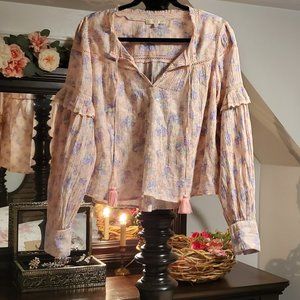 LoveShackFancy Top in Pink Flower Garden XS